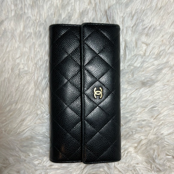 Chanel Caviar Quilted Large Gusset Flap Wallet Black - Picture 3 of 12
